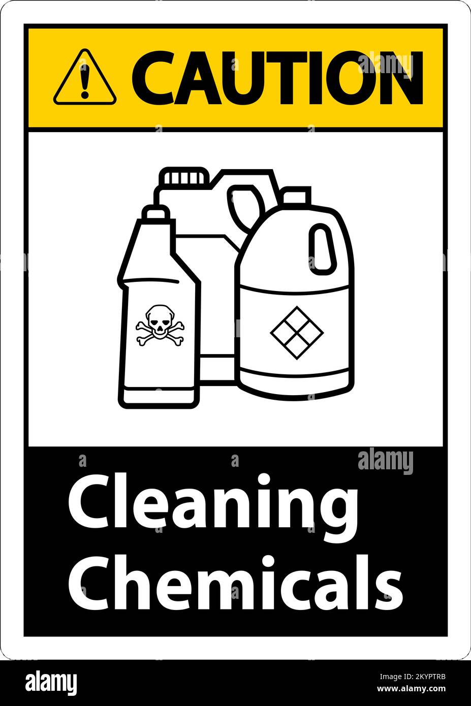 Caution Sign Cleaning Chemicals Sign On White Background Stock Vector