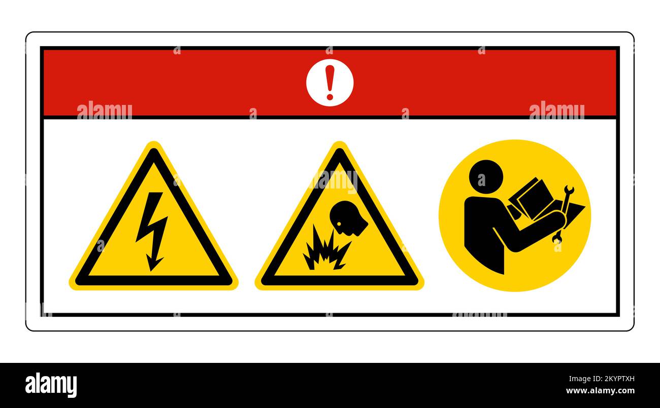 Danger Electric Shock Hazard Symbol Sign On White Background Stock