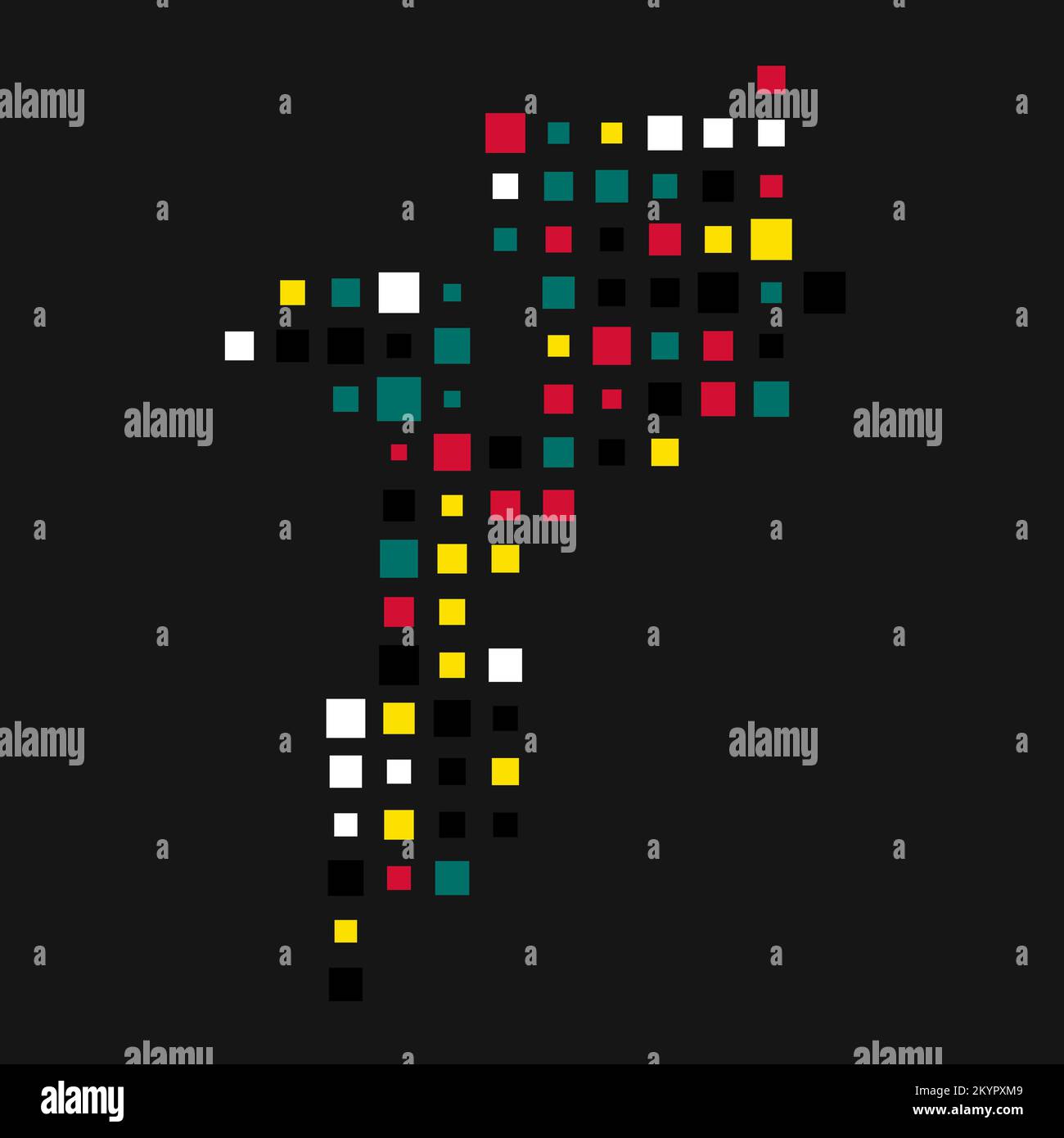 Mozambique Silhouette Pixelated generative pattern illustration Stock Vector