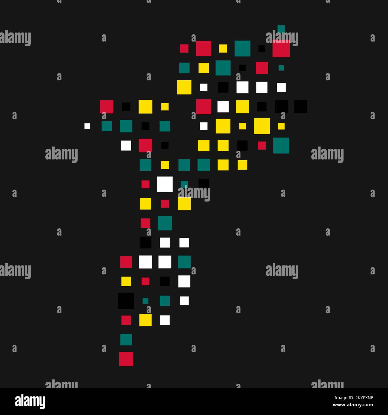 Mozambique Silhouette Pixelated generative pattern illustration Stock Vector