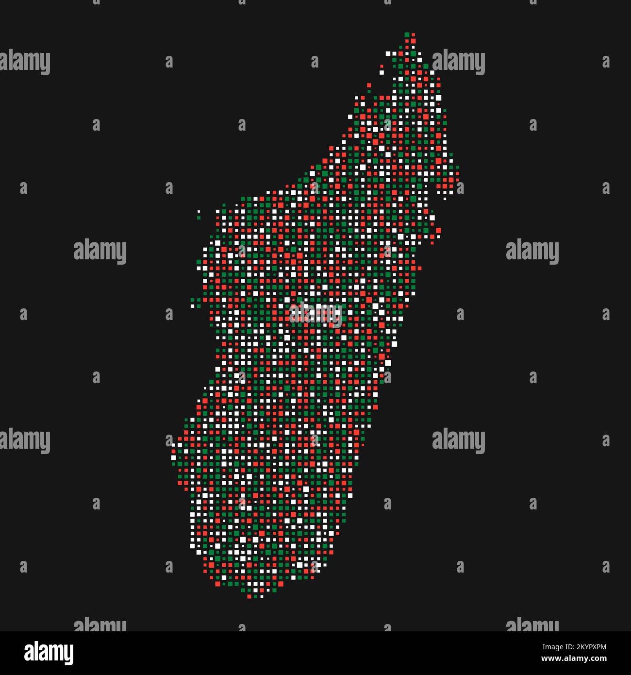 Madagascar Silhouette Pixelated generative pattern illustration Stock Vector