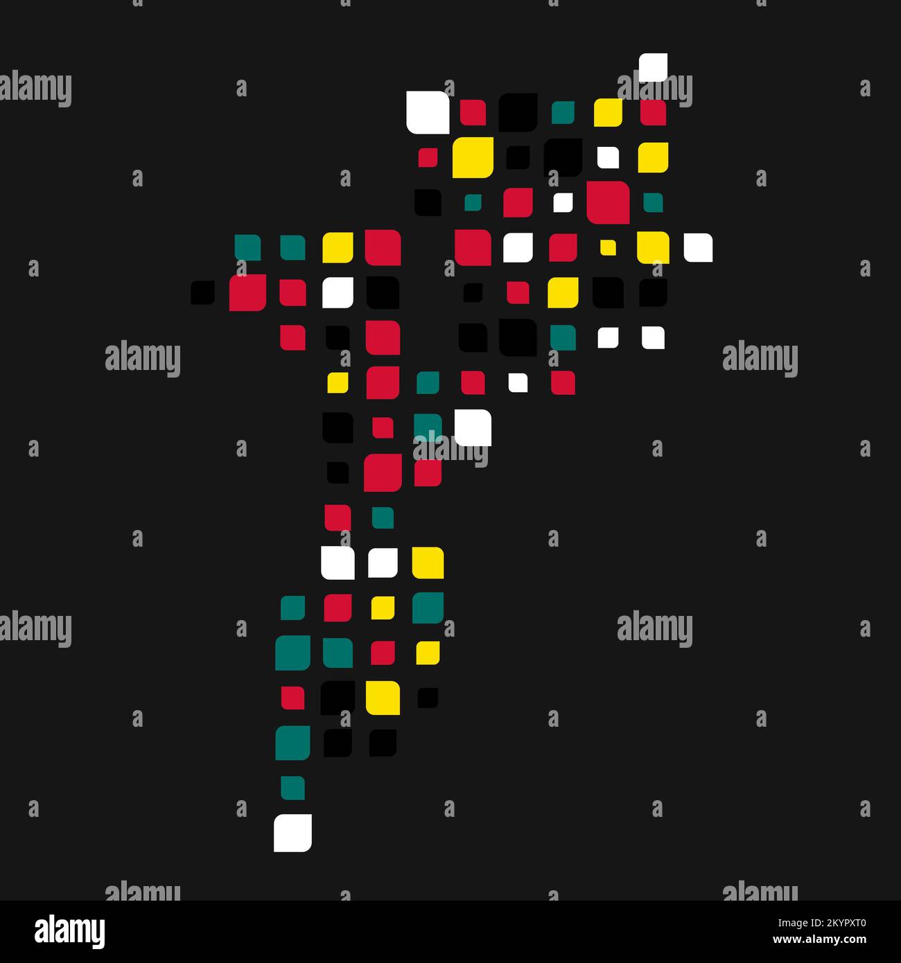 Mozambique Silhouette Pixelated generative pattern illustration Stock Vector