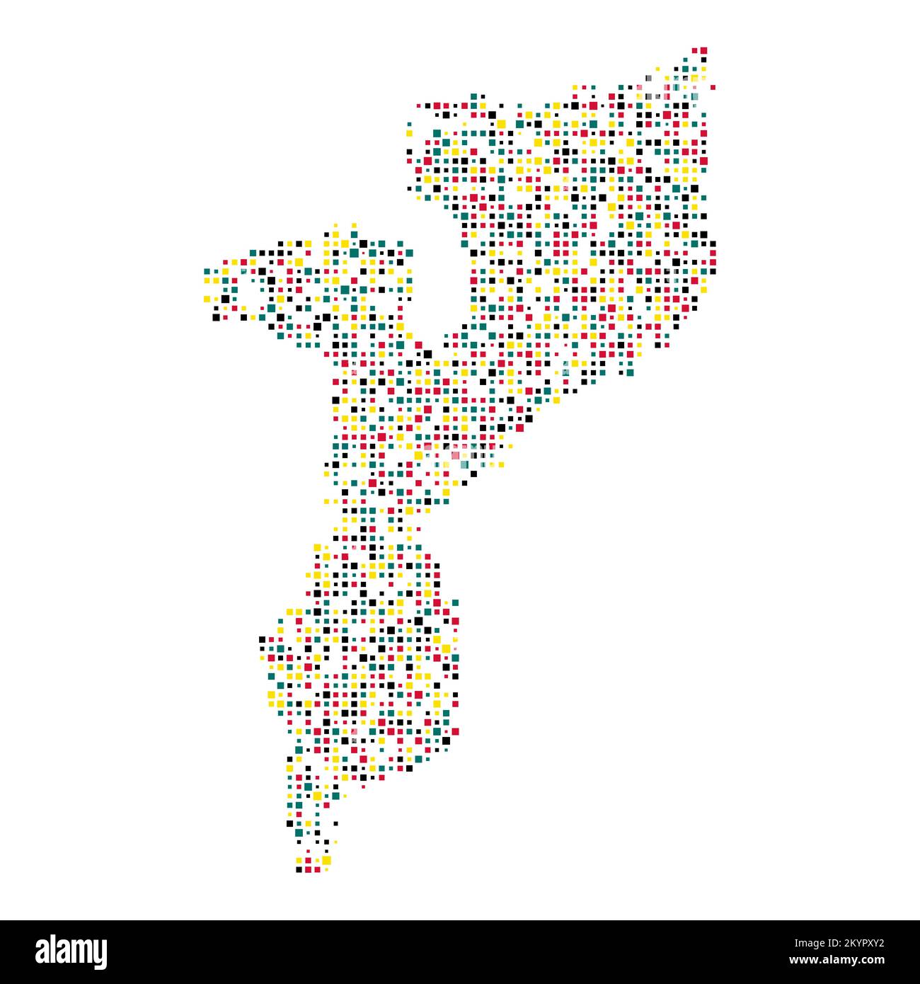 Mozambique Silhouette Pixelated generative pattern illustration Stock Vector