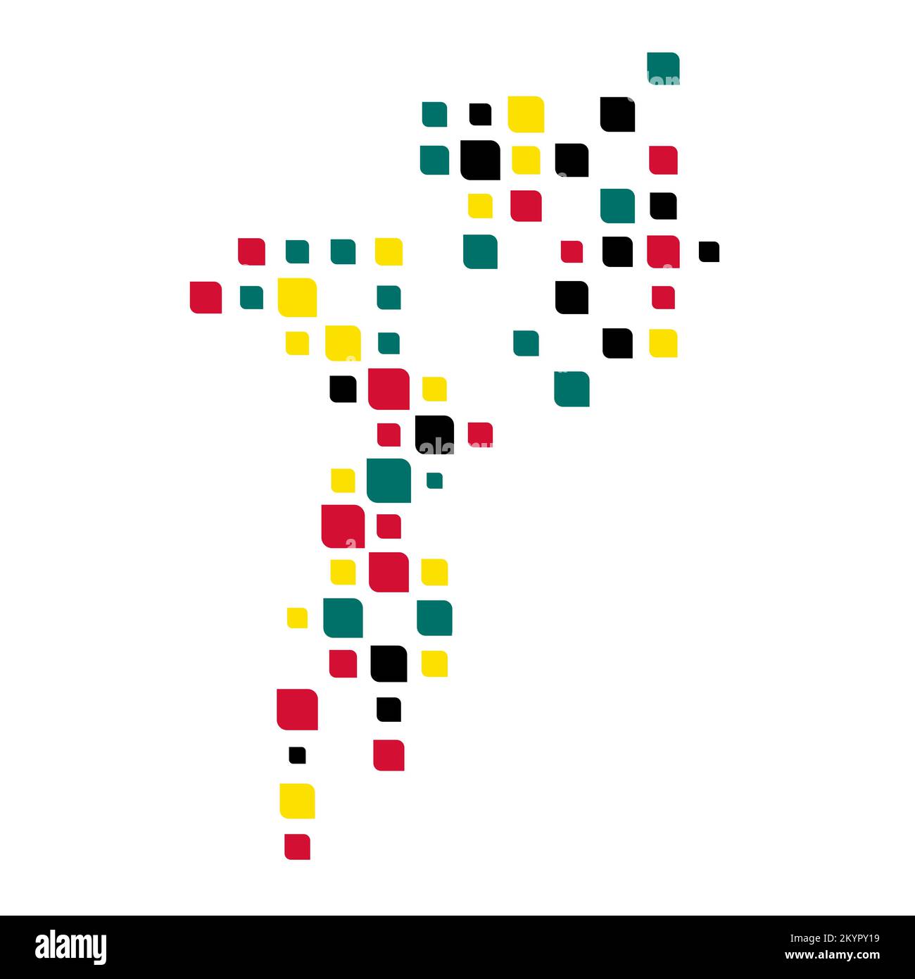 Mozambique Silhouette Pixelated generative pattern illustration Stock Vector