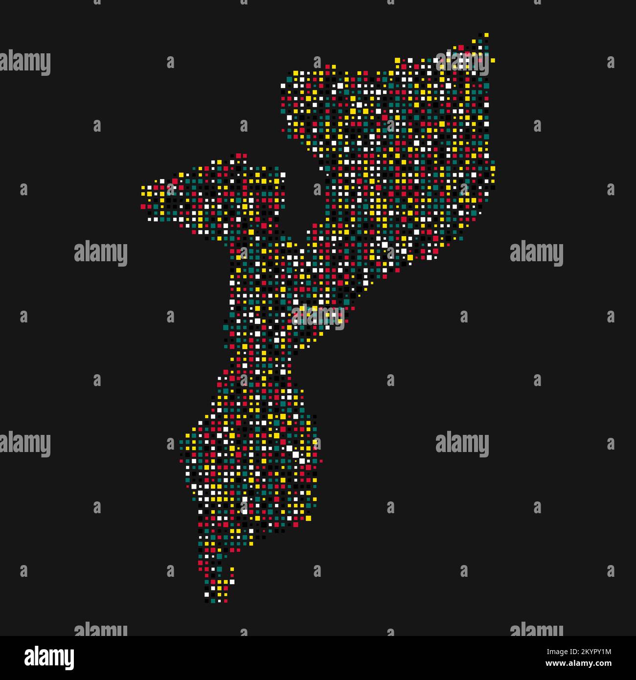 Mozambique Silhouette Pixelated generative pattern illustration Stock Vector