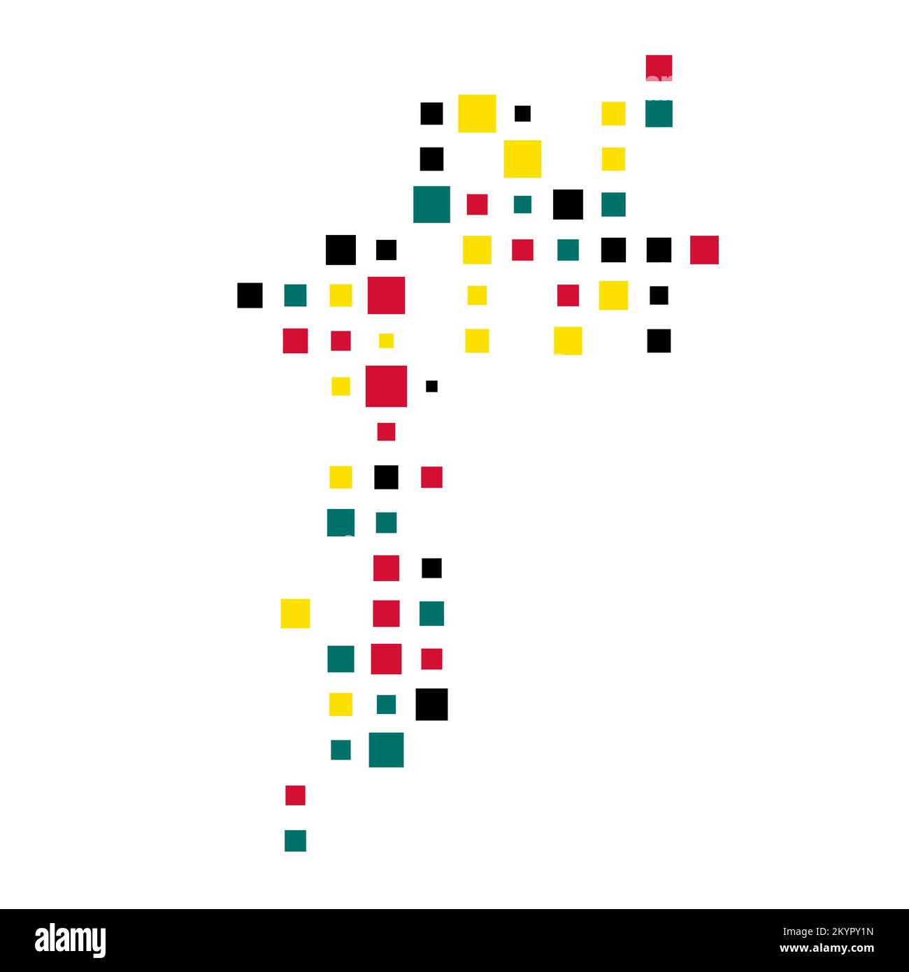Mozambique Silhouette Pixelated generative pattern illustration Stock Vector
