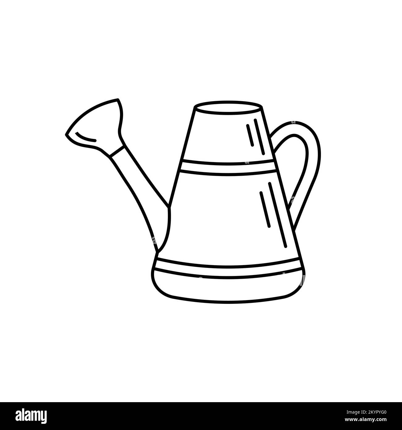 Watering can. Hand drawn outline icon. Isolated vector illustration in