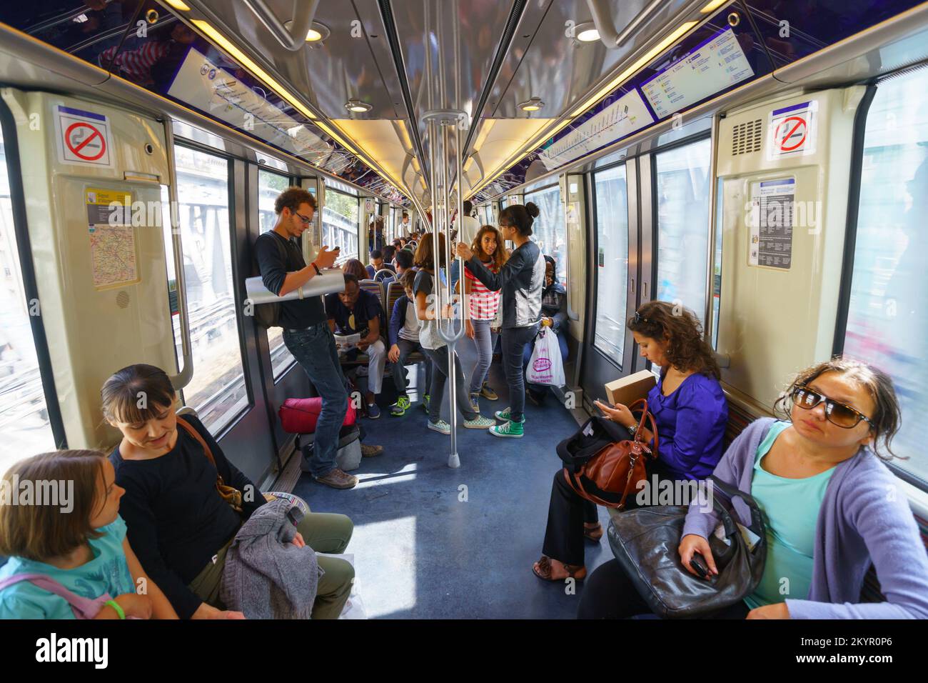 PARIS - SEPTEMBER 10, 2014: passengers in Paris Metropolitain train ...