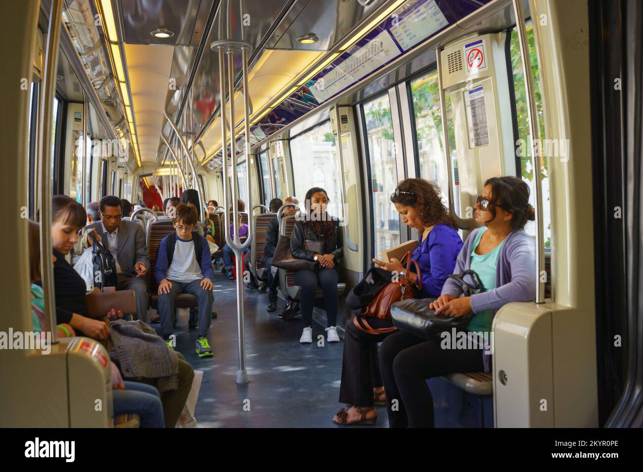 PARIS - SEPTEMBER 10, 2014: passengers in Paris Metropolitain train ...
