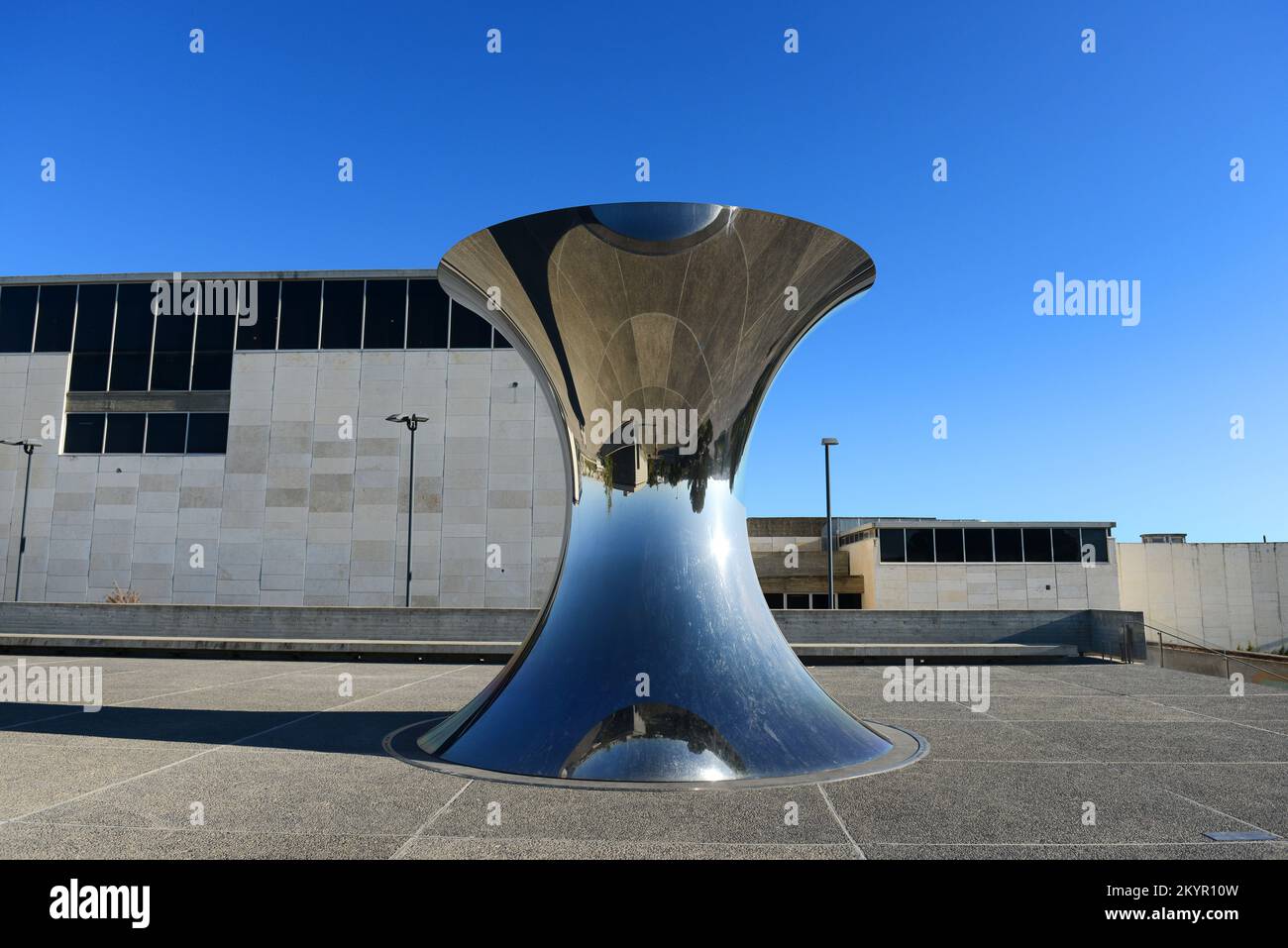 Turning the World Upside Down sculpture by artist Anish Kapoor at the Israel Museum in Givat Ram
