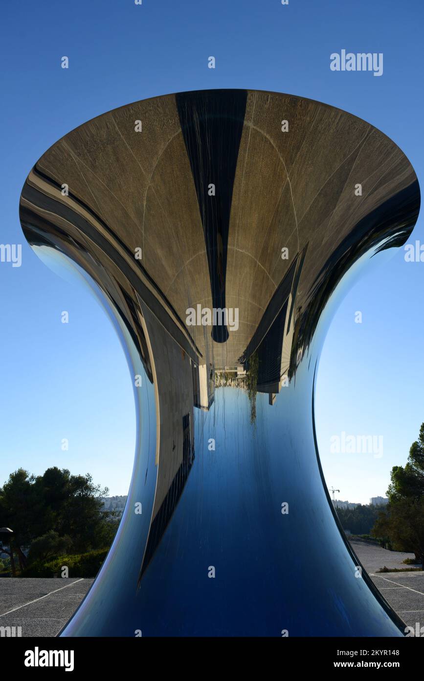 Turning the World Upside Down sculpture by artist Anish Kapoor at the Israel Museum in Givat Ram