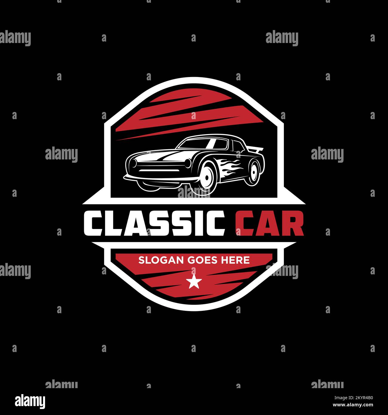 Classic Car modification Logo shield, automotive repair logo template with rustic, vintage, retro style Stock Vector