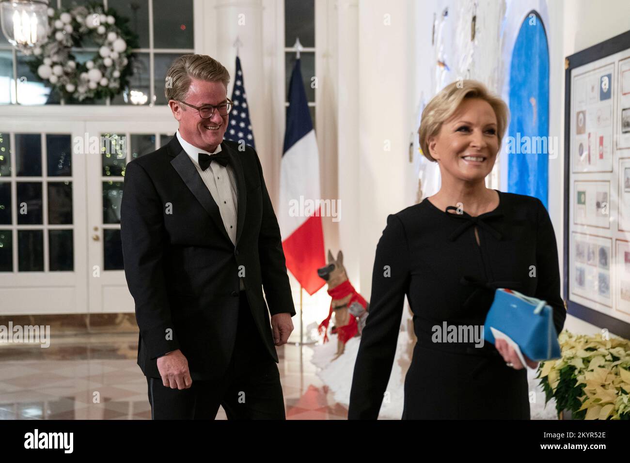 Mika Brzezinski and Charles Joseph Scarborough arrive to attend a State  Dinner in honor of President Emmanuel Macron and Brigitte Macron of France  hosted by United States President Joe Biden and first