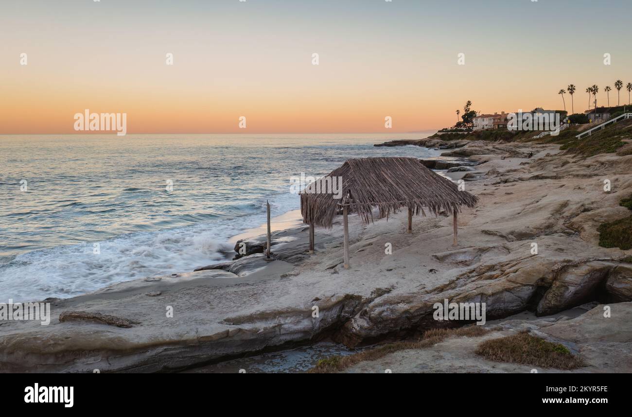 Windansea Beach in La Jolla, California with the historic surfer shack ...