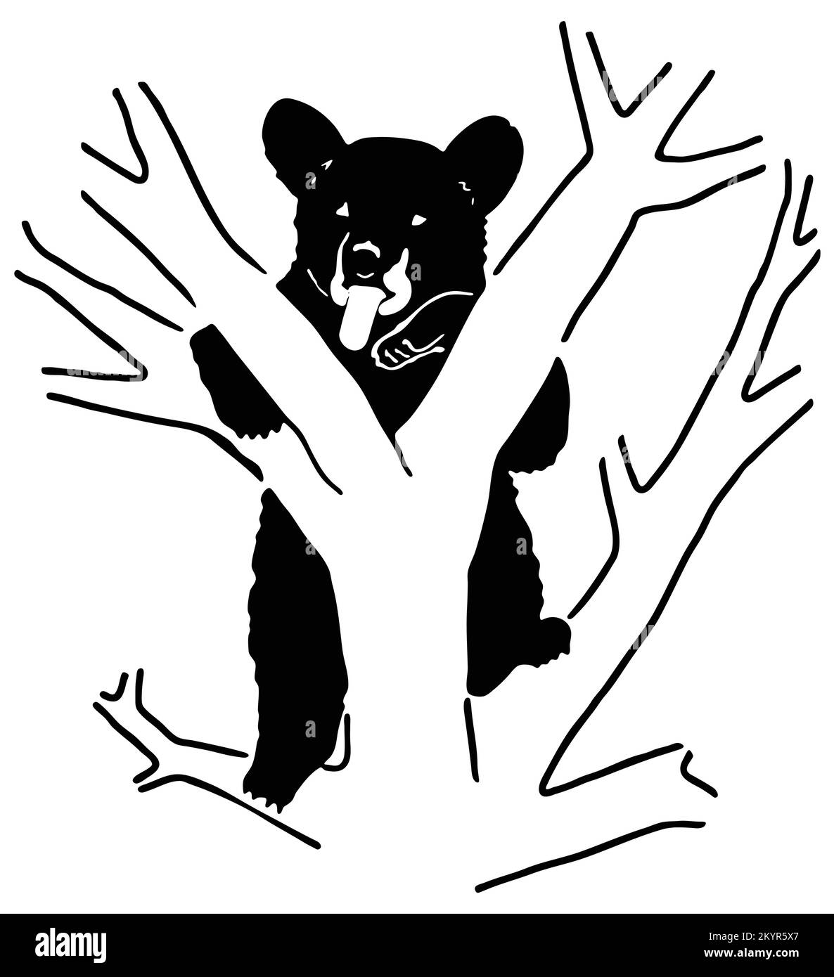 Brown bear standing tree Stock Vector Images - Alamy