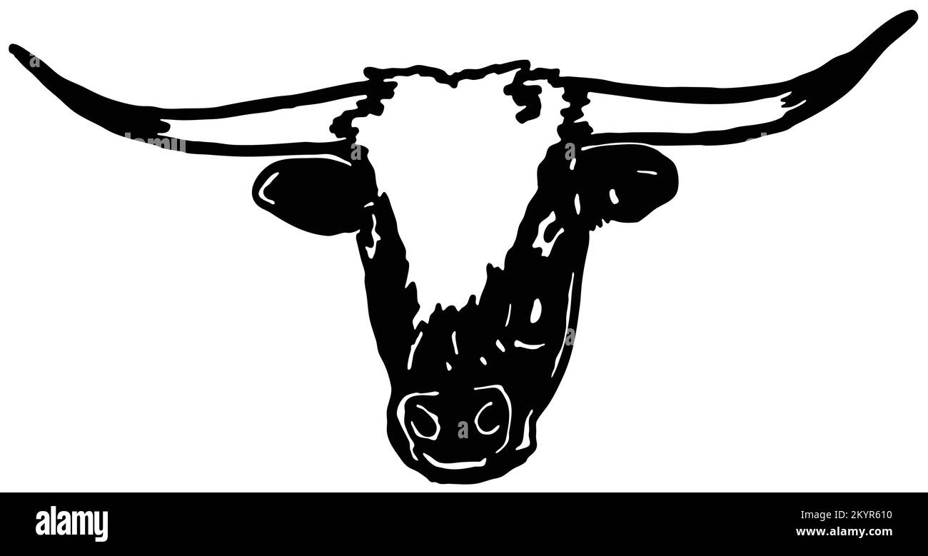 Logo Of Cattle Head With Long Horn Bull Head Silhouette Vector 