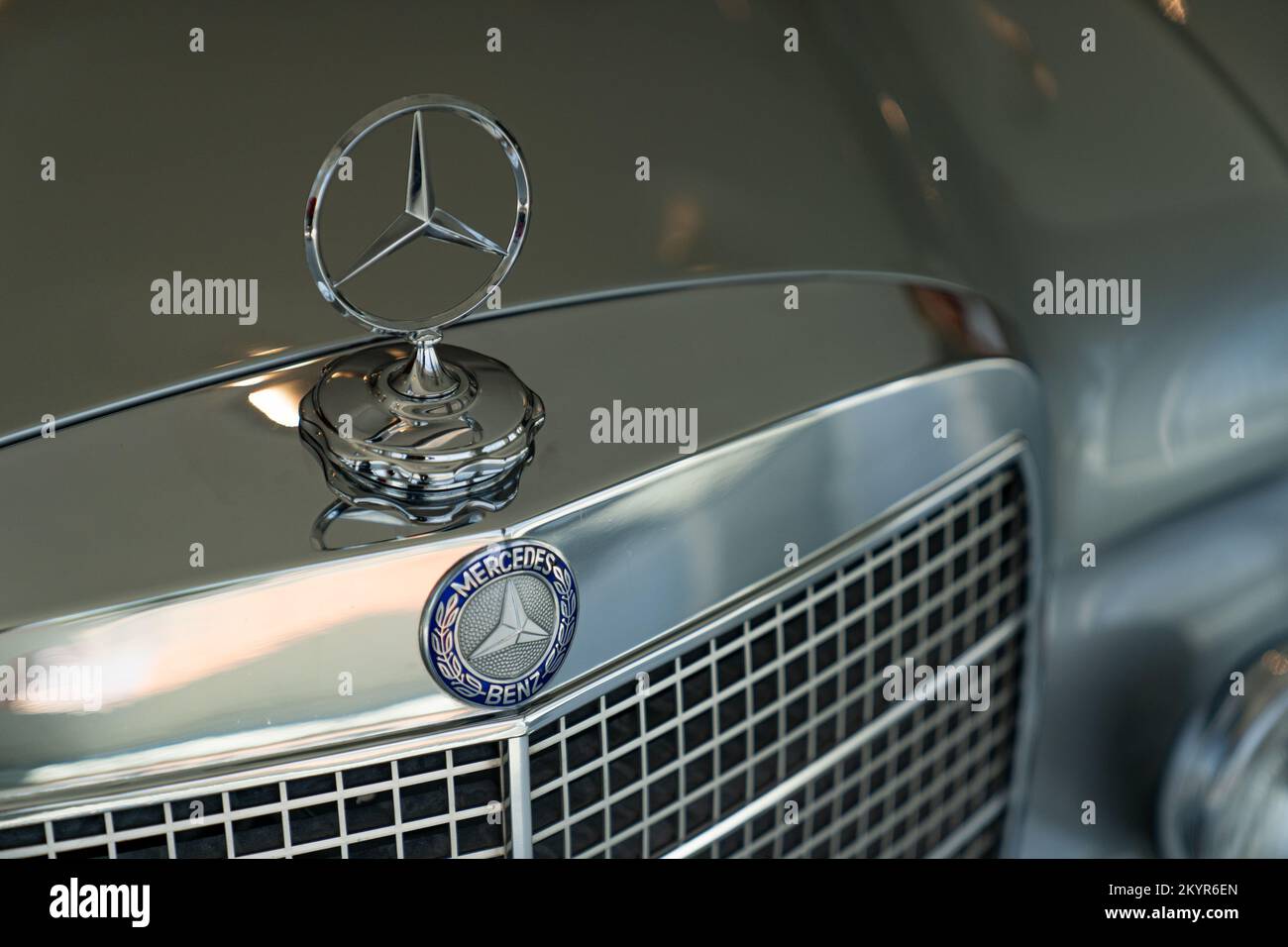 Mercedes Badge Stock Photo - Download Image Now - Car, Silver