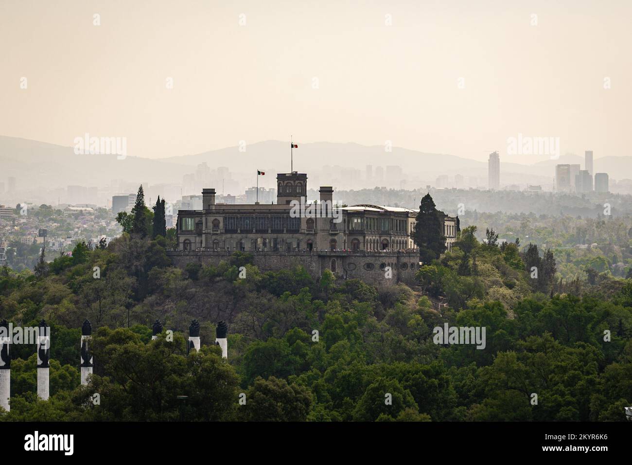 View of the Castillo de Chapultepec, in Mexico City, which was once the residence of Emperor Maximilian I of the House of Habsburg-Lorraine Stock Photo