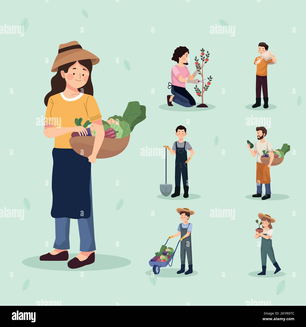 seven farmers with tools Stock Vector Image & Art - Alamy