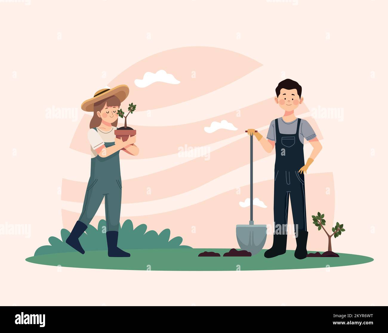 farmers couple in farm Stock Vector Image & Art - Alamy