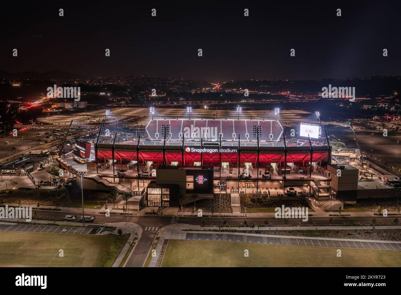 Snapdragon Stadium in San Diego at night  Stock Photo