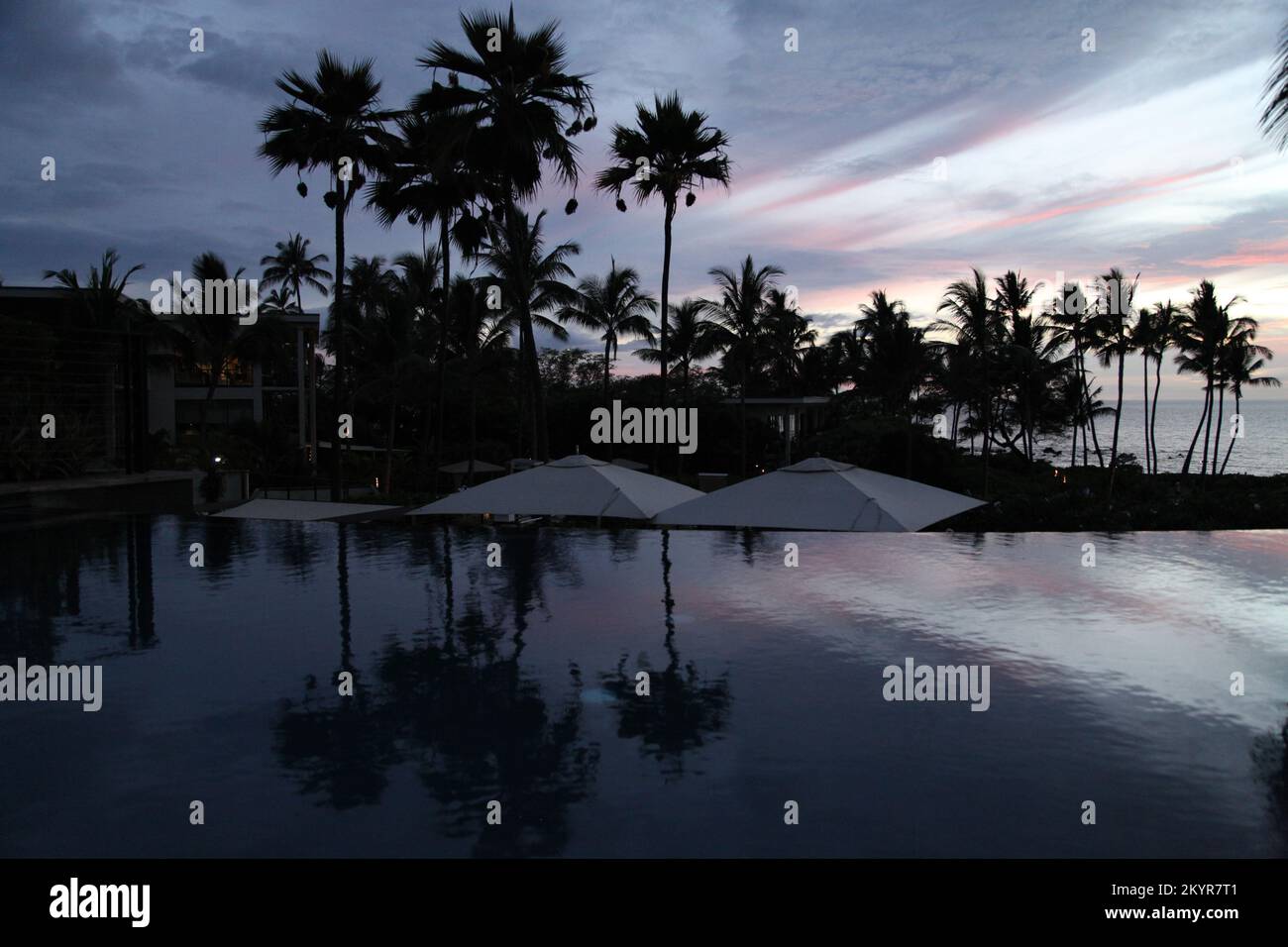 Sunset Pool View at Andaz Maui Resort Stock Photo