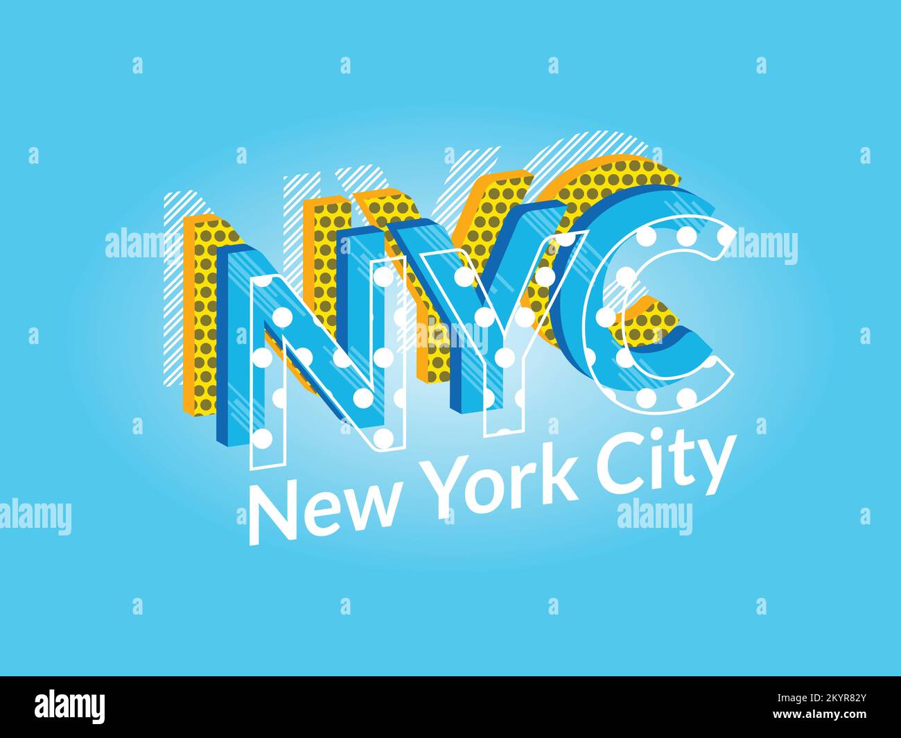Illustrative typography word art design. NYC: New York City. Stock Vector