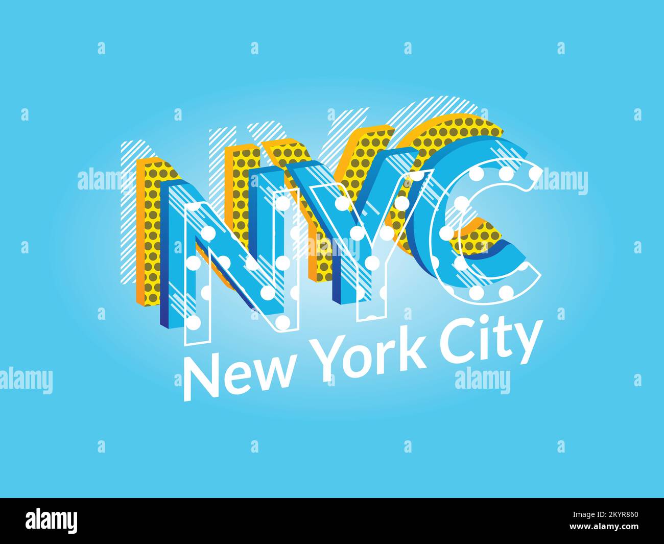 Illustrative typography word art design. NYC: New York City. Stock Vector