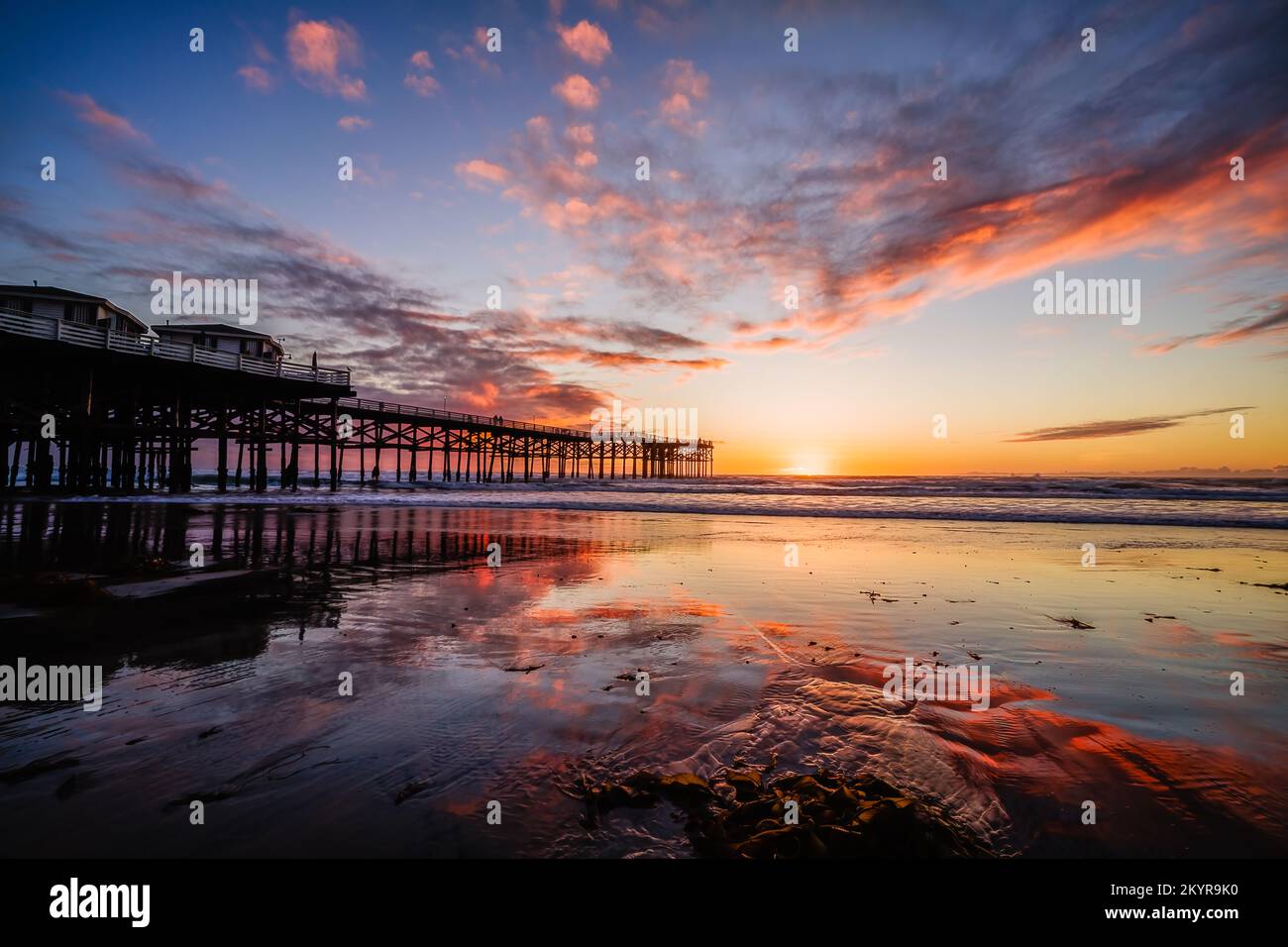 San Diego Pier Sunset Stock Photo