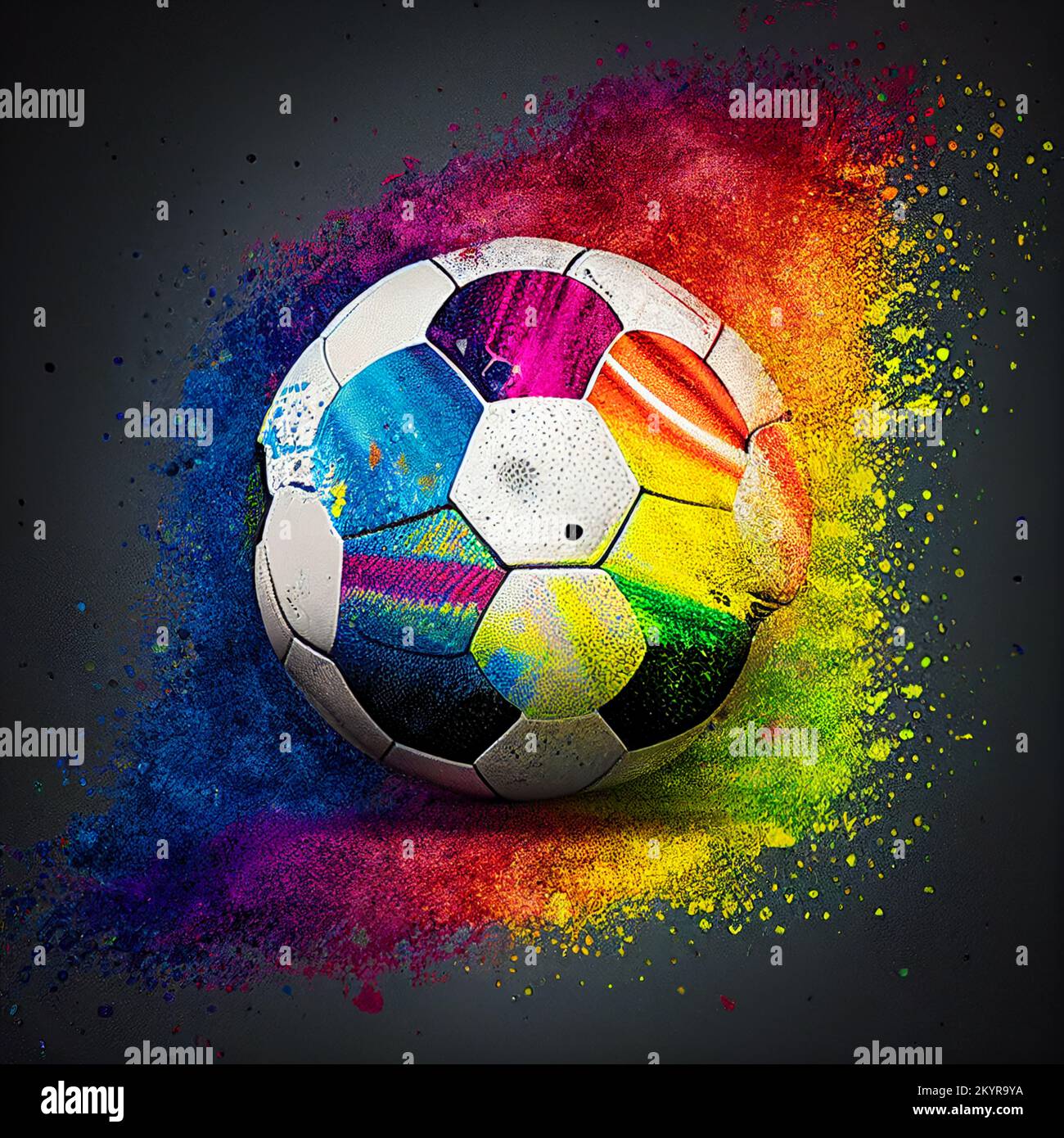 Football / Soccer illustration, celebrating the World Cup, rainbow colors Stock Photo