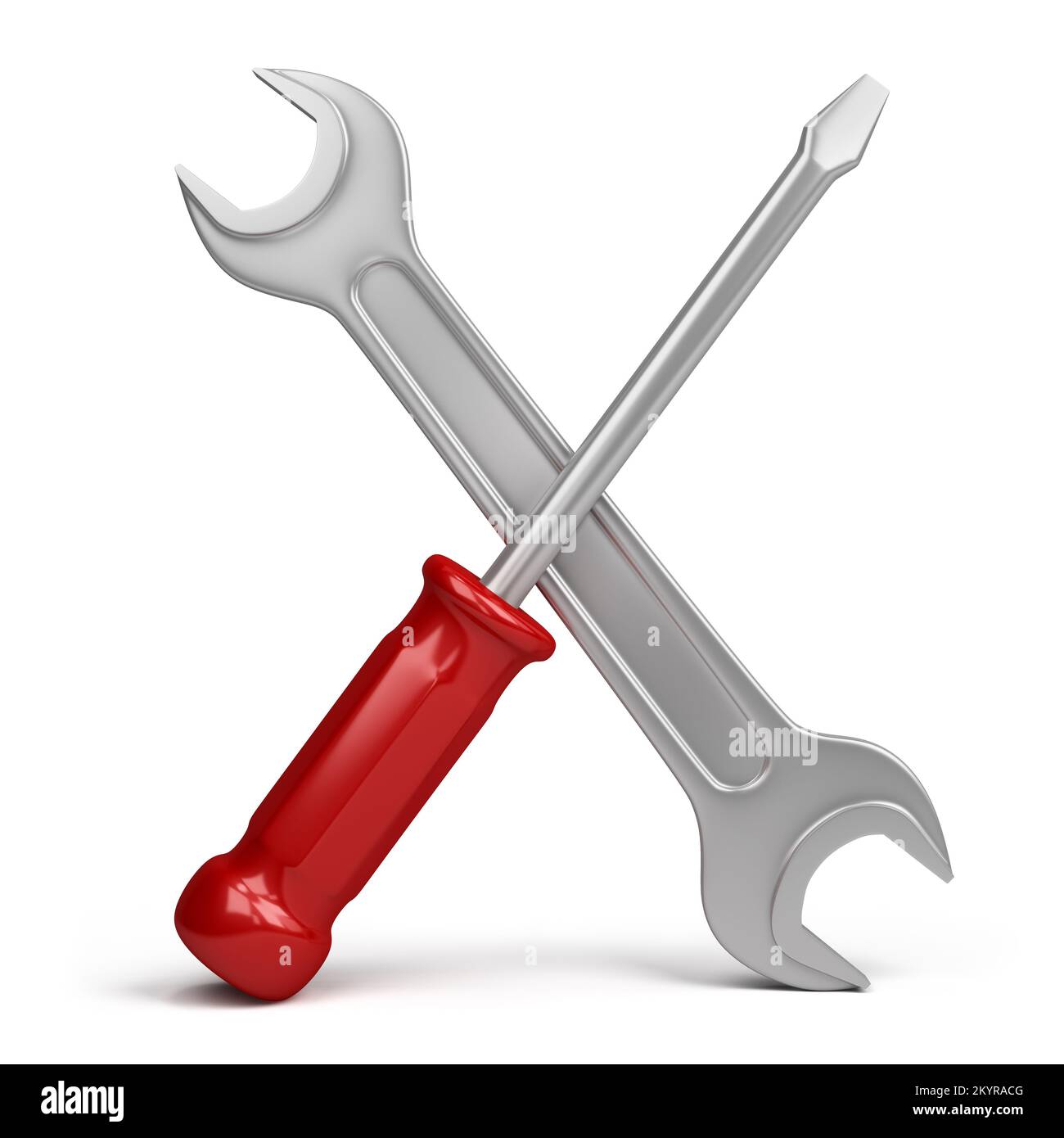 wrench and screwdriver. 3d image. Isolated white background Stock Photo