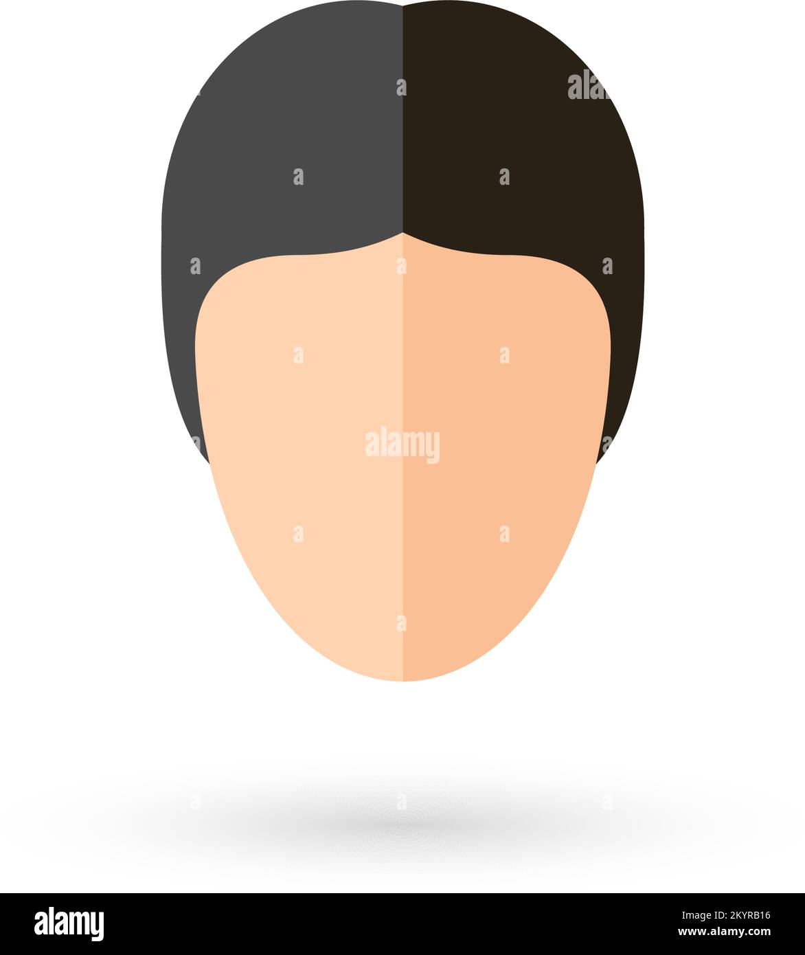Male Faceless Person Head Avatar Icon with Black Hairstyle. Isolated ...
