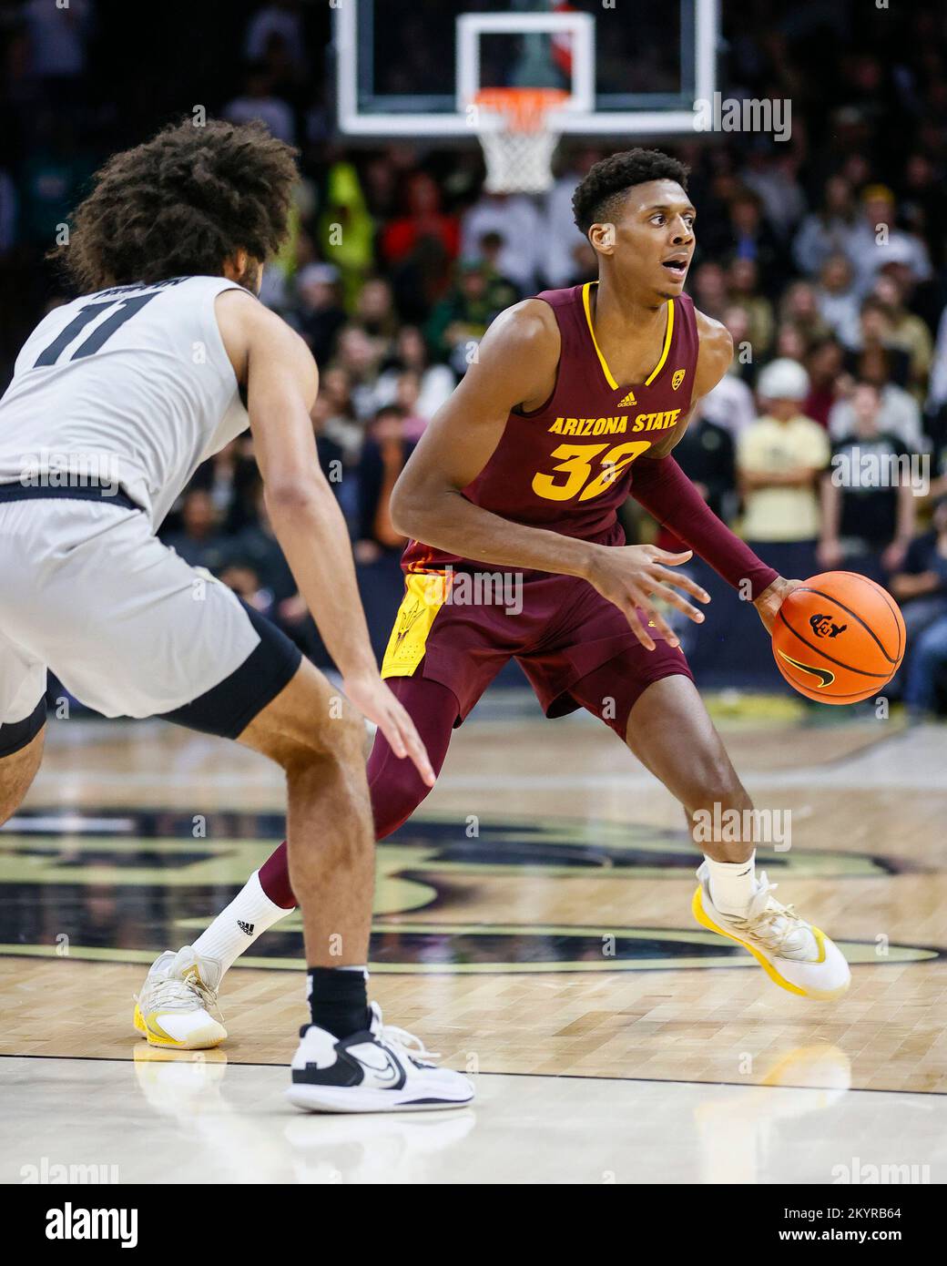 December 01, 2022: Arizona State Sun Devils forward Alonzo Gaffney (32)  looks to pass in the menâ€™s basketball game between Colorado and Arizona  State in Boulder, CO. Derek Regensburger/CSM/Sipa USA.(Credit Image: ©