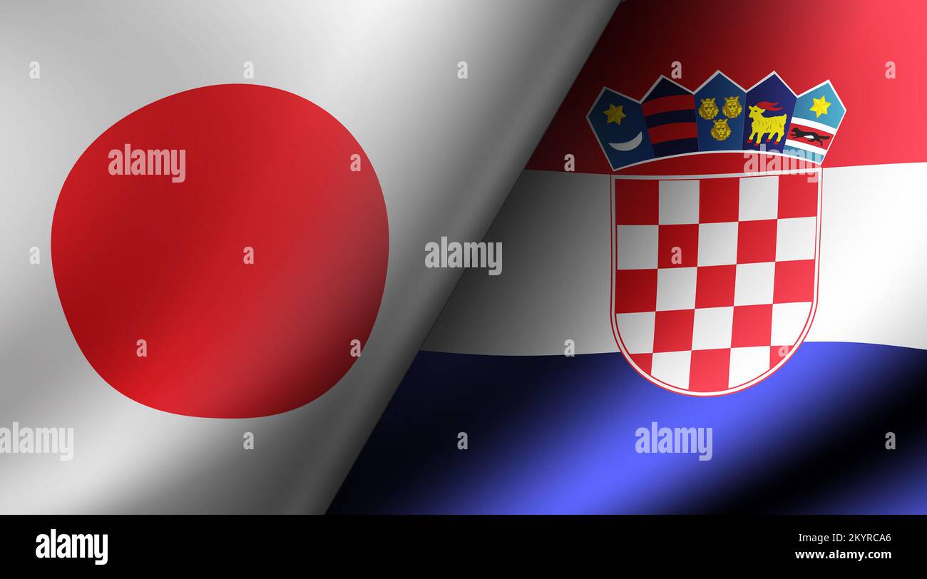Football 2022 Knockout Round Match Cards ( Japan VS Croatia Stock