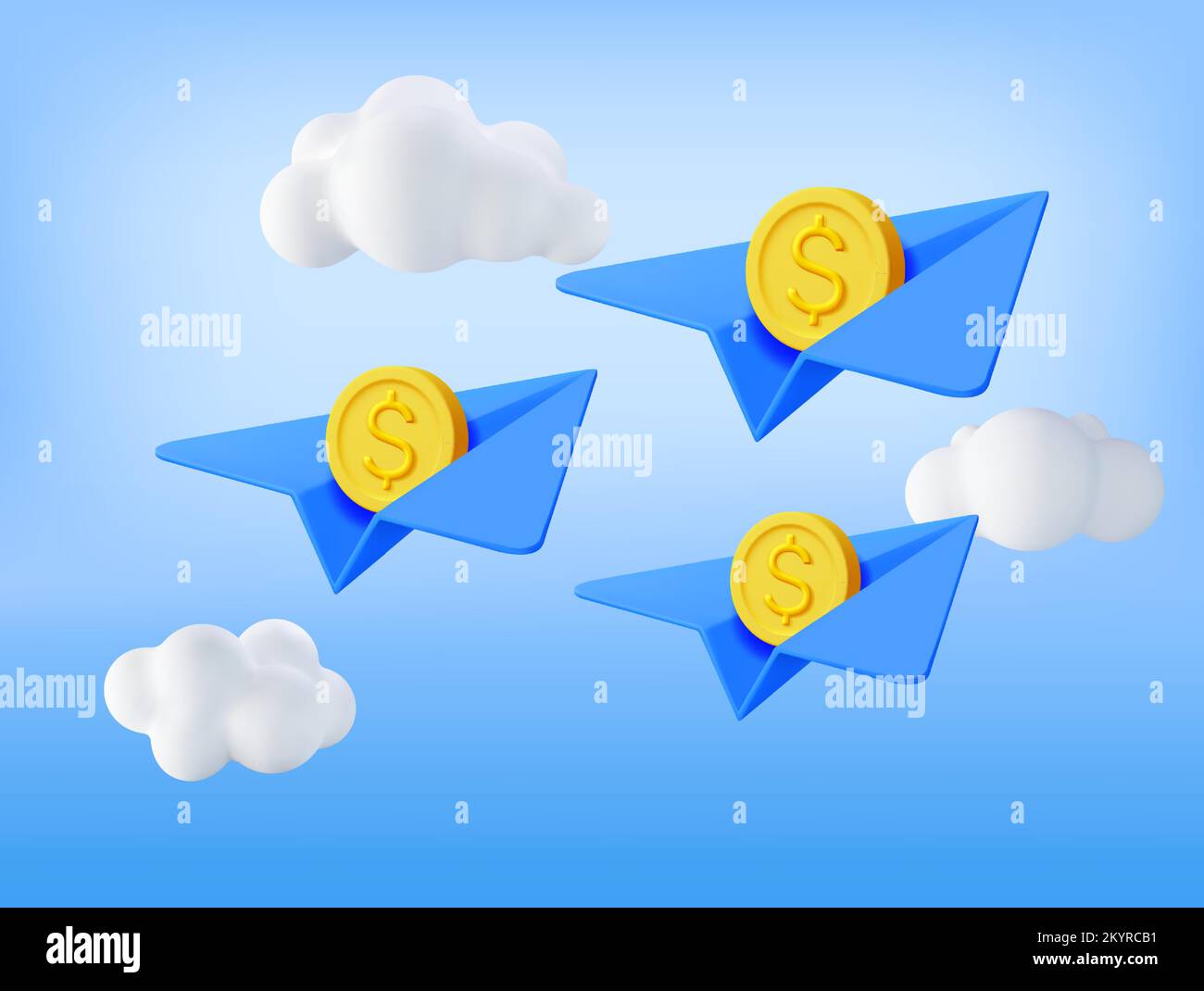 3D Paper Plane with Gold Coin Inside Stock Vector Image & Art Alamy