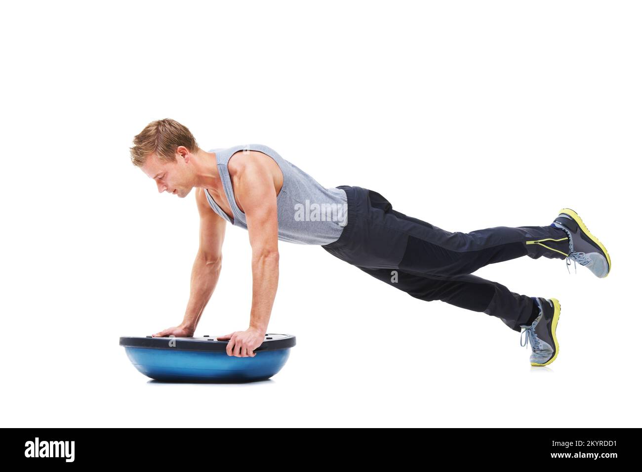 Hes working towards improved fitness levels. A young man working his