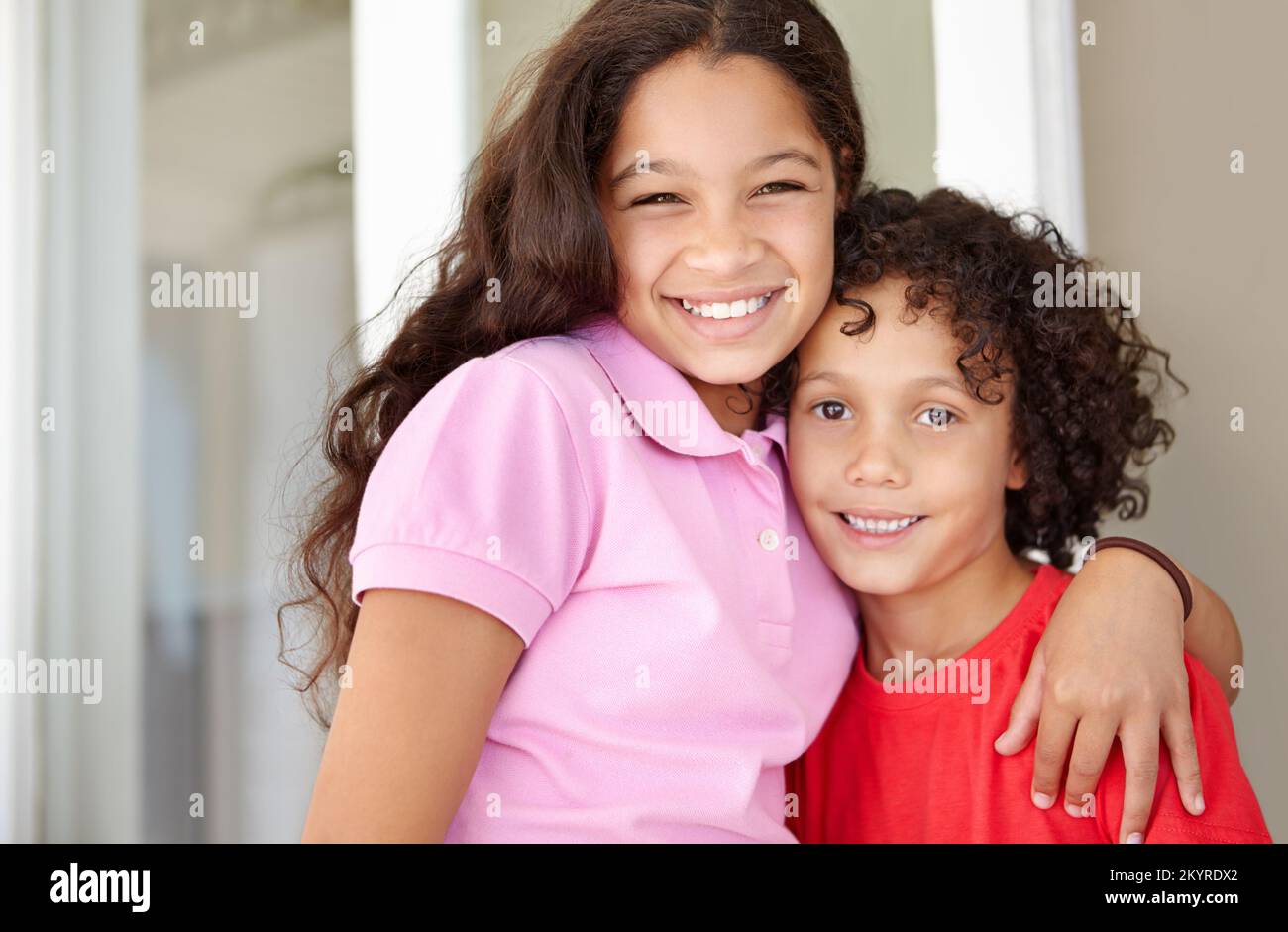 Loving siblings. Portrait of an affection young brother and sister. Stock Photo