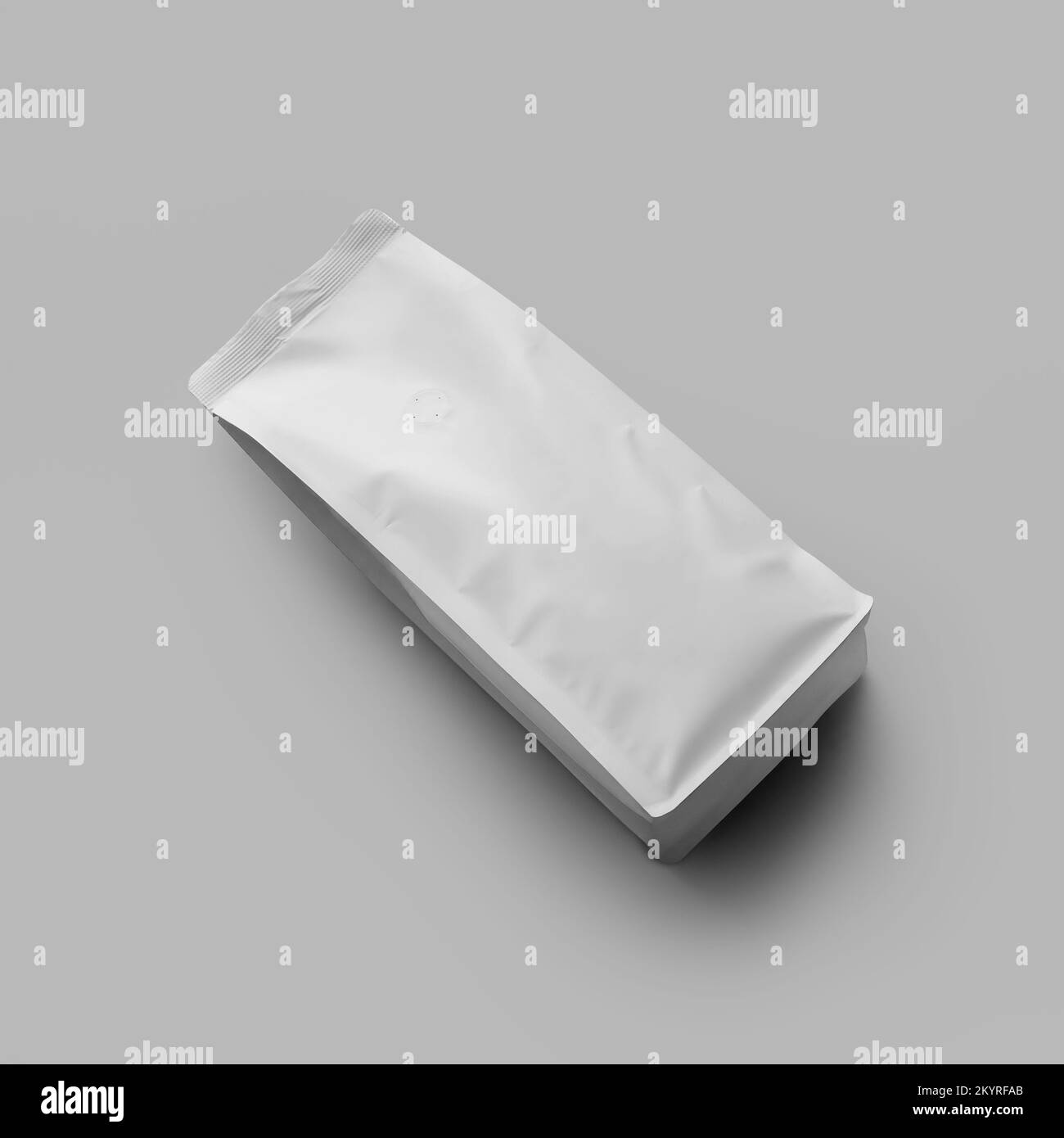Mockup of a white bag for coffee beans, loose tea, pouch gusset for design, branding, advertising in coffee shops. Doy pack template with degassing va Stock Photo