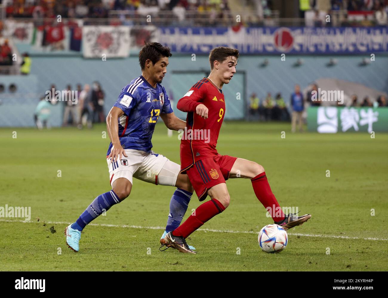 Roman Qatar Rome, Qatar: December 1, 2022, Gavi of Spain, Hidemasa Morita of Japan ...