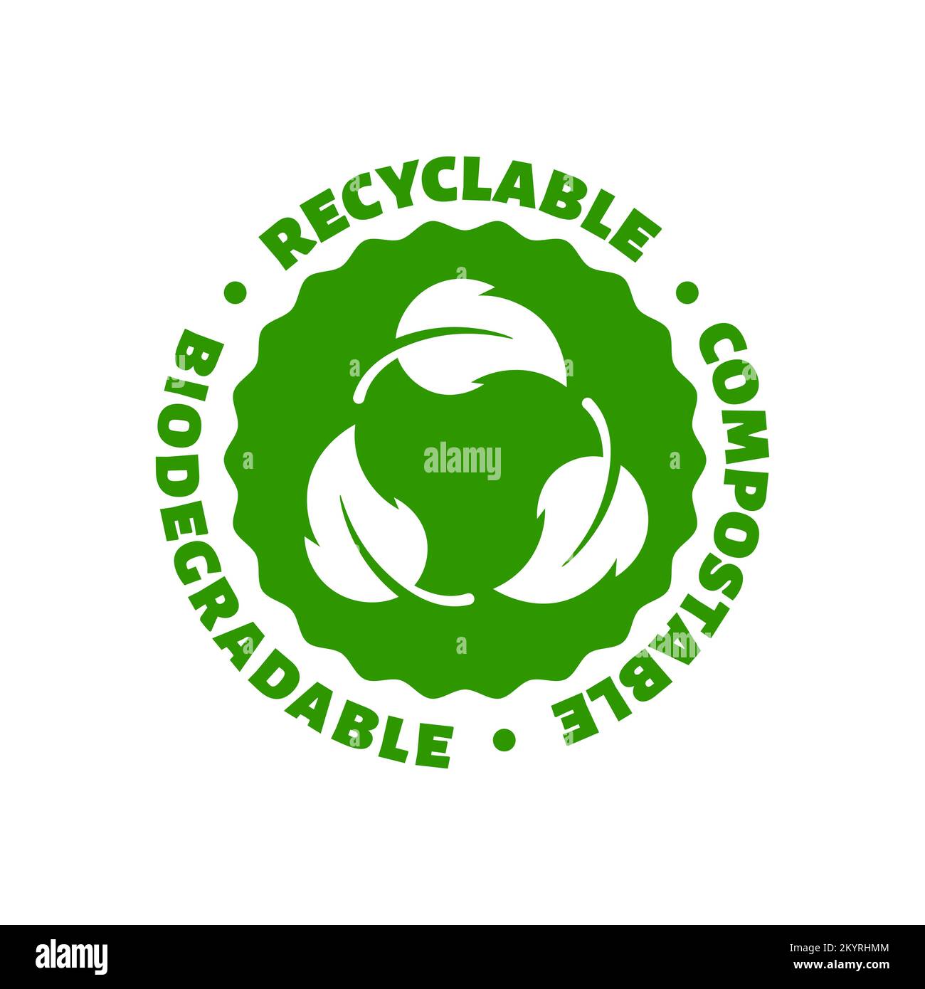 Recyclable biodegradable compostable circle green inons. Vector eco bio