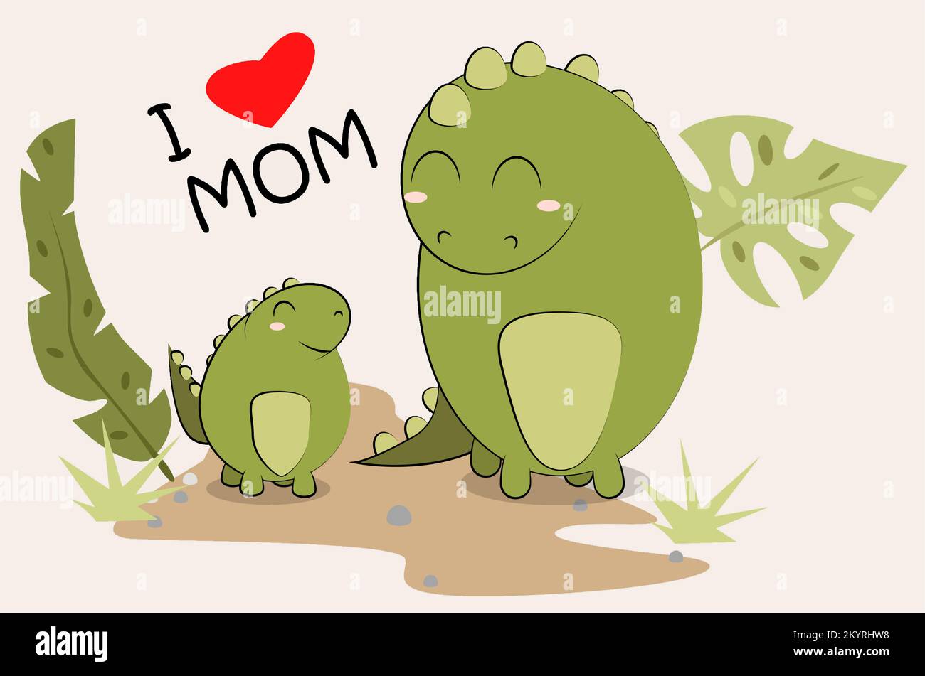 Cartoon happy mother baby dinosaur hi-res stock photography and images -  Alamy