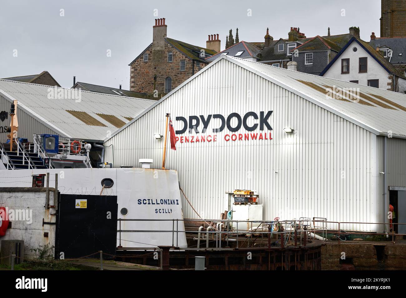 Drydock building at Penzance, England. Stock Photo