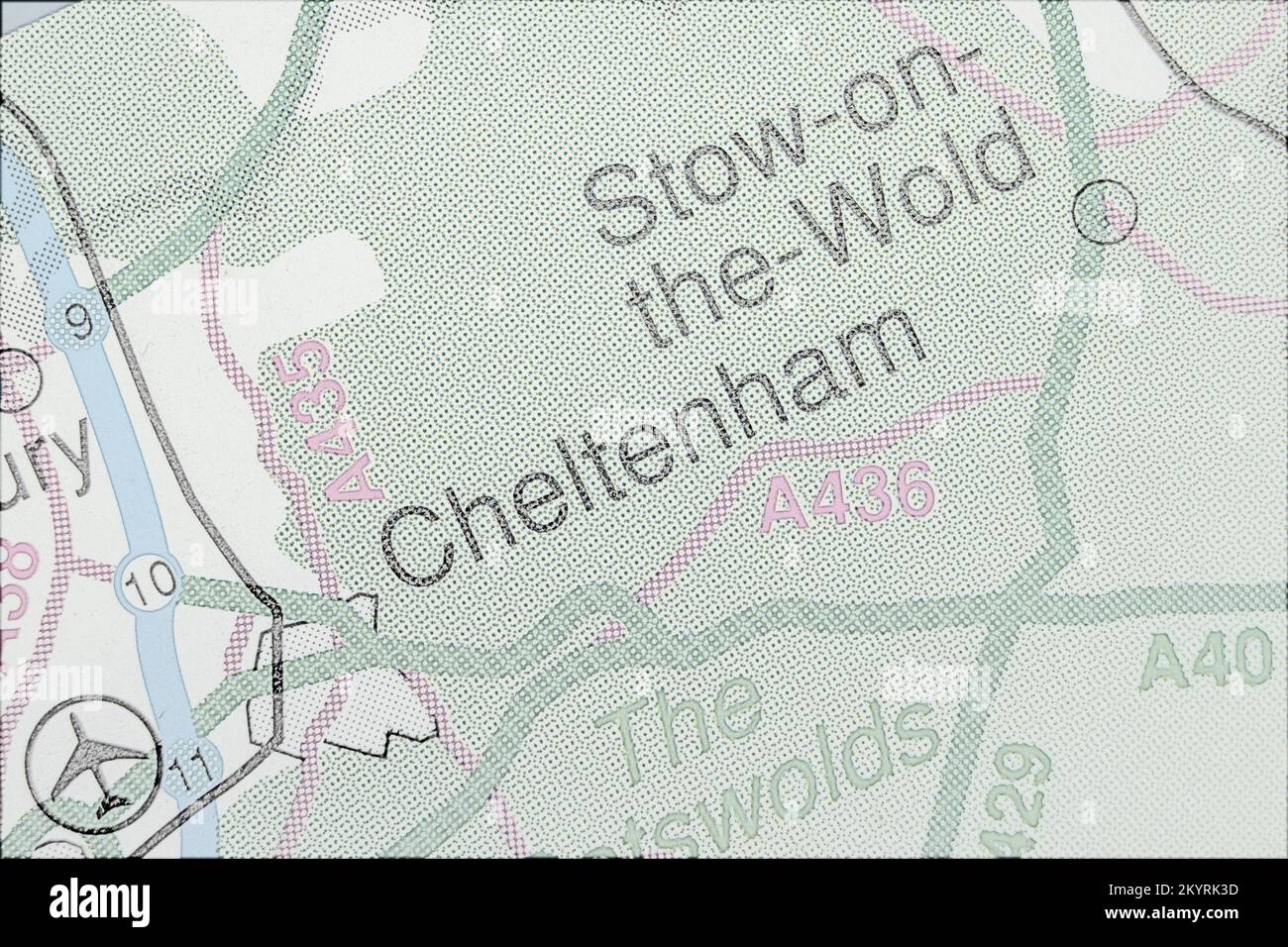 Cheltenham, United Kingdom atlas map town name line drawing Stock