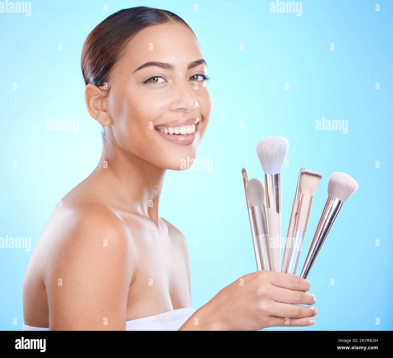 Skincare, beauty and makeup brush for portrait, cosmetics and