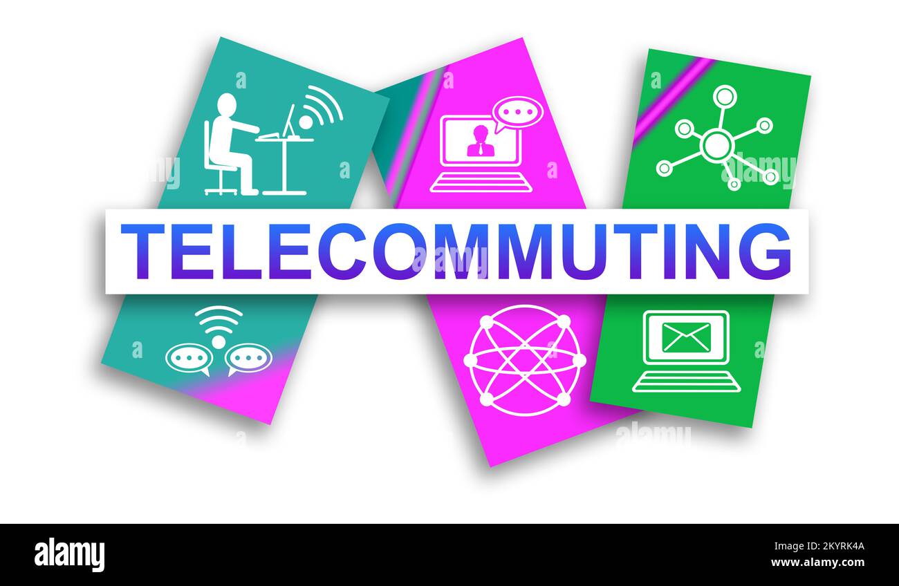 Illustration of a telecommuting concept Stock Photo - Alamy