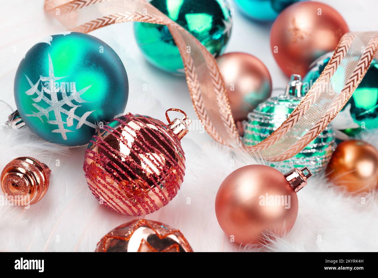 Shiny colored Christmas baubles and decorations Stock Photo - Alamy