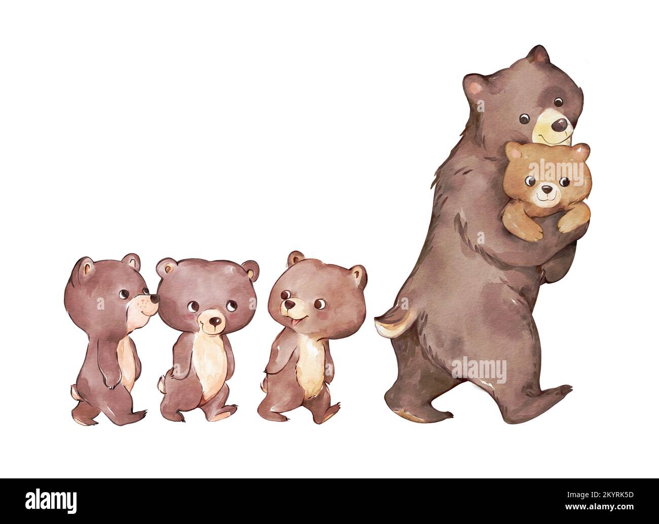 Mama Bear Papa Bear Baby Bear Bear Family Isolated On White Background Good  For Posters T Shirts Postcards Stock Illustration - Download Image Now -  iStock