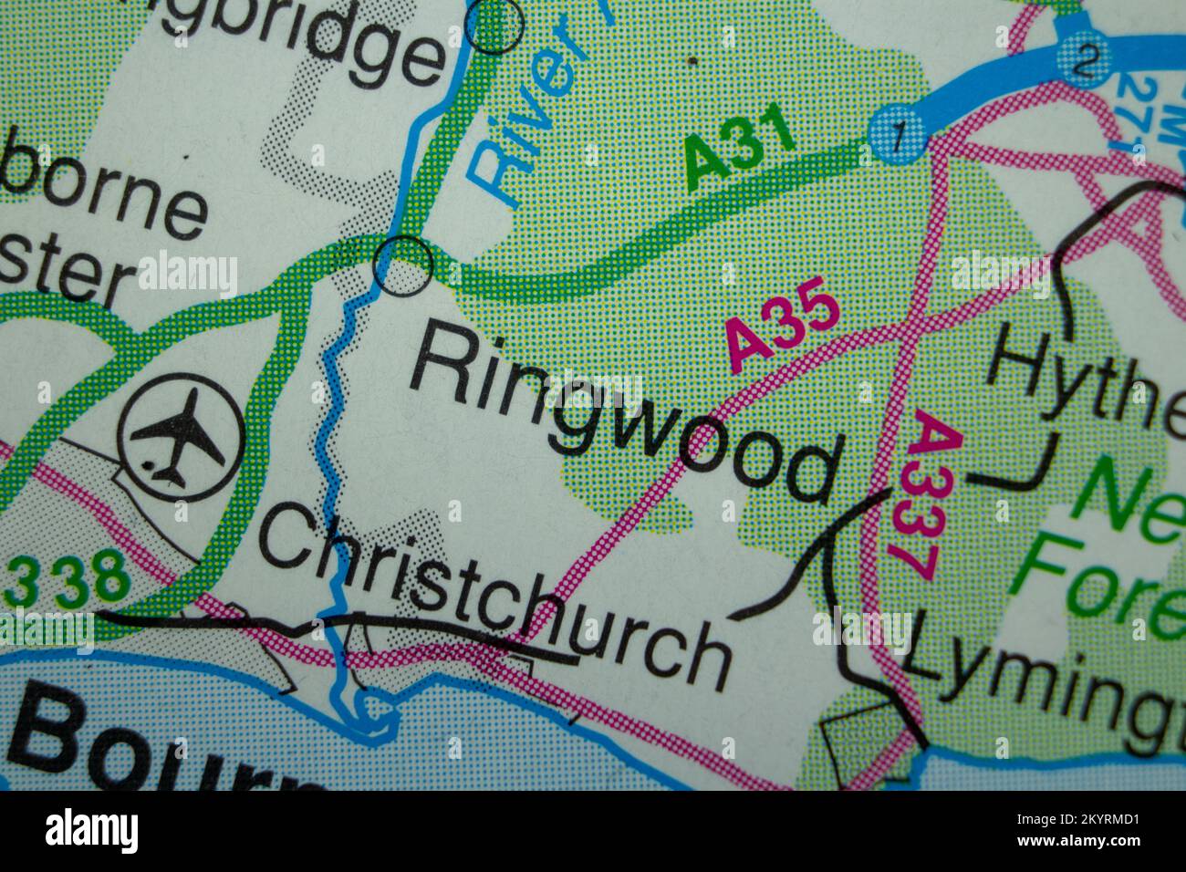 Ringwood, United Kingdom atlas map town name Stock Photo