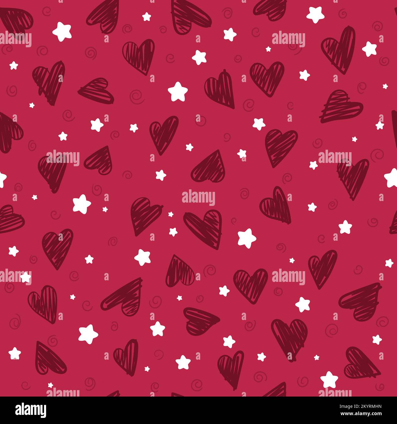 Seamless romantic pattern with hand drawing hearts. Saint Valentine