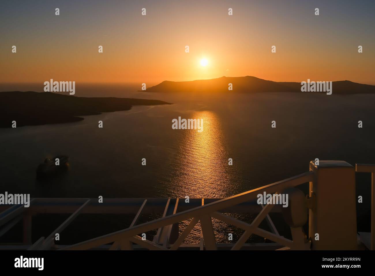 Spectacular Sunset View From The Rooftops Of Fira Santorini Stock Photo Spectacular Sunset View From The Rooftops Of Fira Santorini Stock Photo